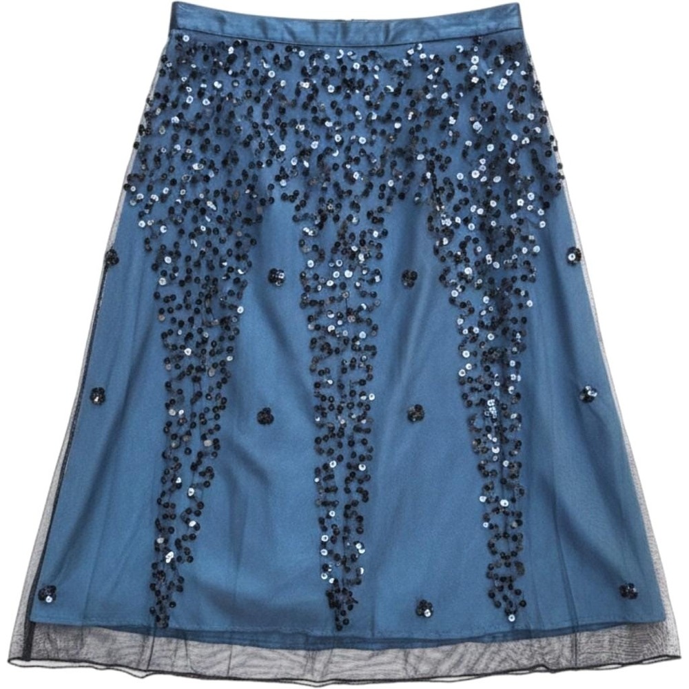 Vintage Y2K Sequin Sheer Mesh Fairy Goth Midi Skirt Celestial Whimsygoth Small
